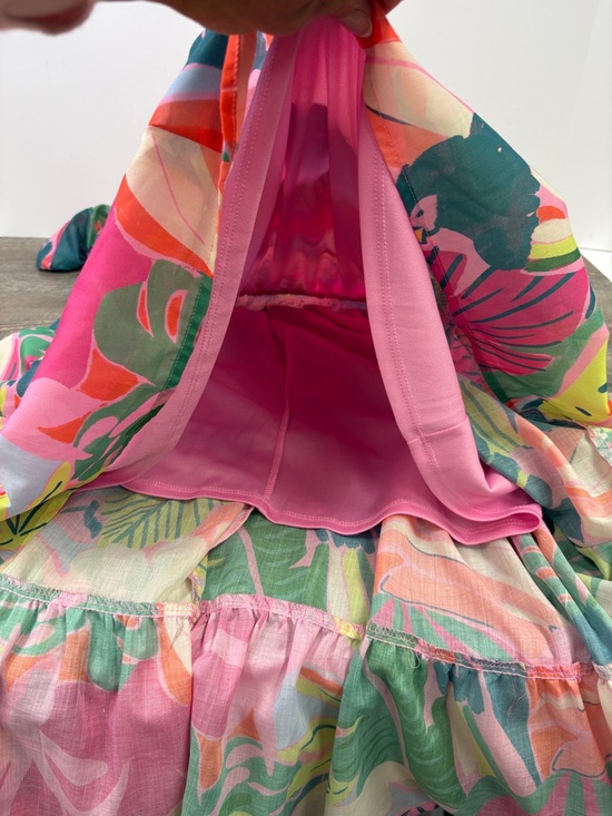 ✨ Crystal Doll Tropical Puff Sleeve Smocked Tiered Midi Dress | Size XL - Picture 5 of 12